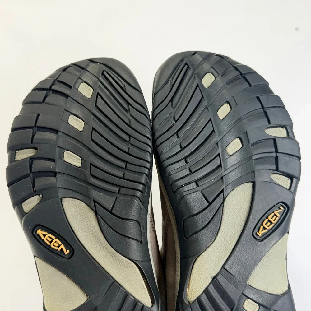 Keen Toyah Shoe Womens 9 Grey Brown Leather Walking Hiking Comfort Trail Outdoor